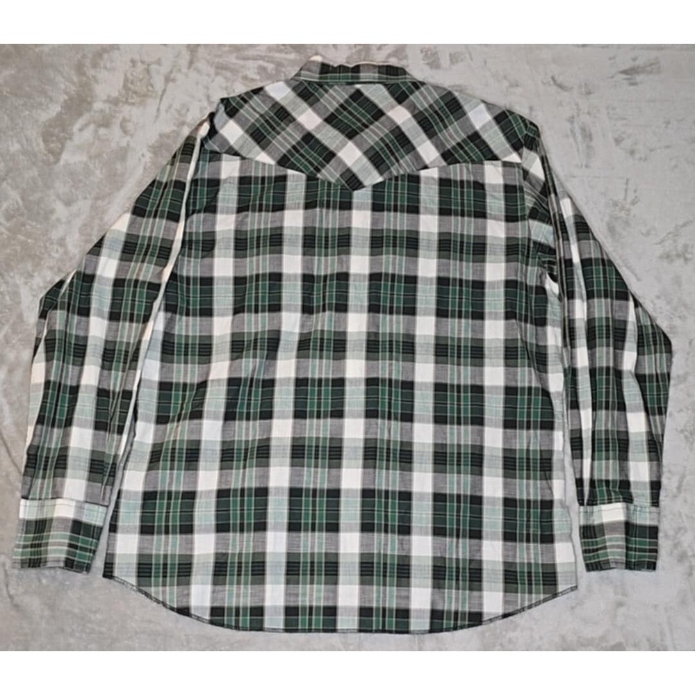 Wrangler Shirt Mens XL Rodeo Western Pearl Snap Cowboy Green Plaid Ranch Relaxed - Picture 2 of 14